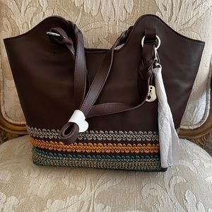 NWT THE SAK COLLECTIVE Mahogany Sierra Leather Back To Bali Shopper Tote Bag